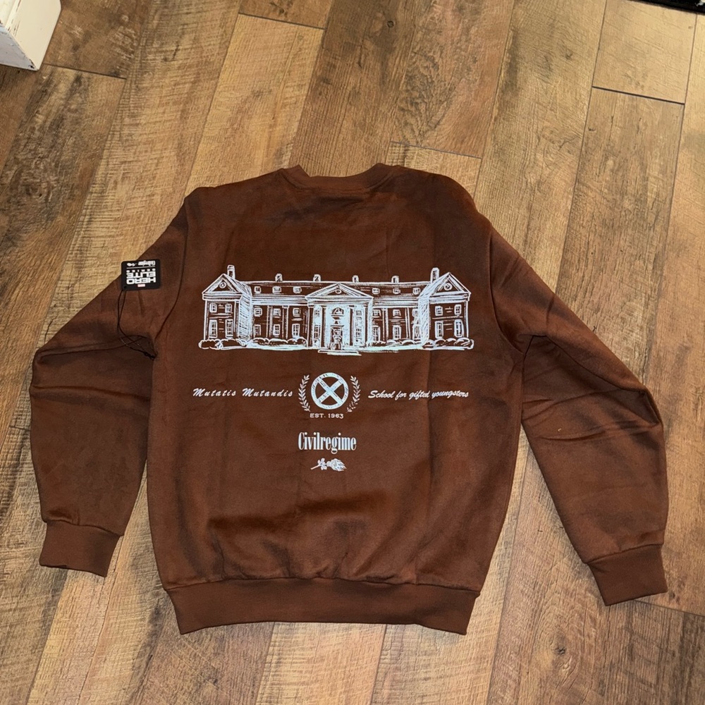 Brown Civil Regime Sweater X-men Marvel Collab House for Gifted Youngsters RARE